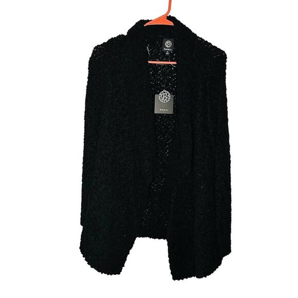 NWT Bobeau Dropped Shawl Collar Chunky Knit Black Cardigan Size Extra Small - Picture 2 of 7